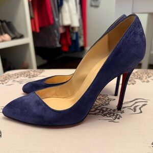 Christian Louboutin Navy Suede Heels